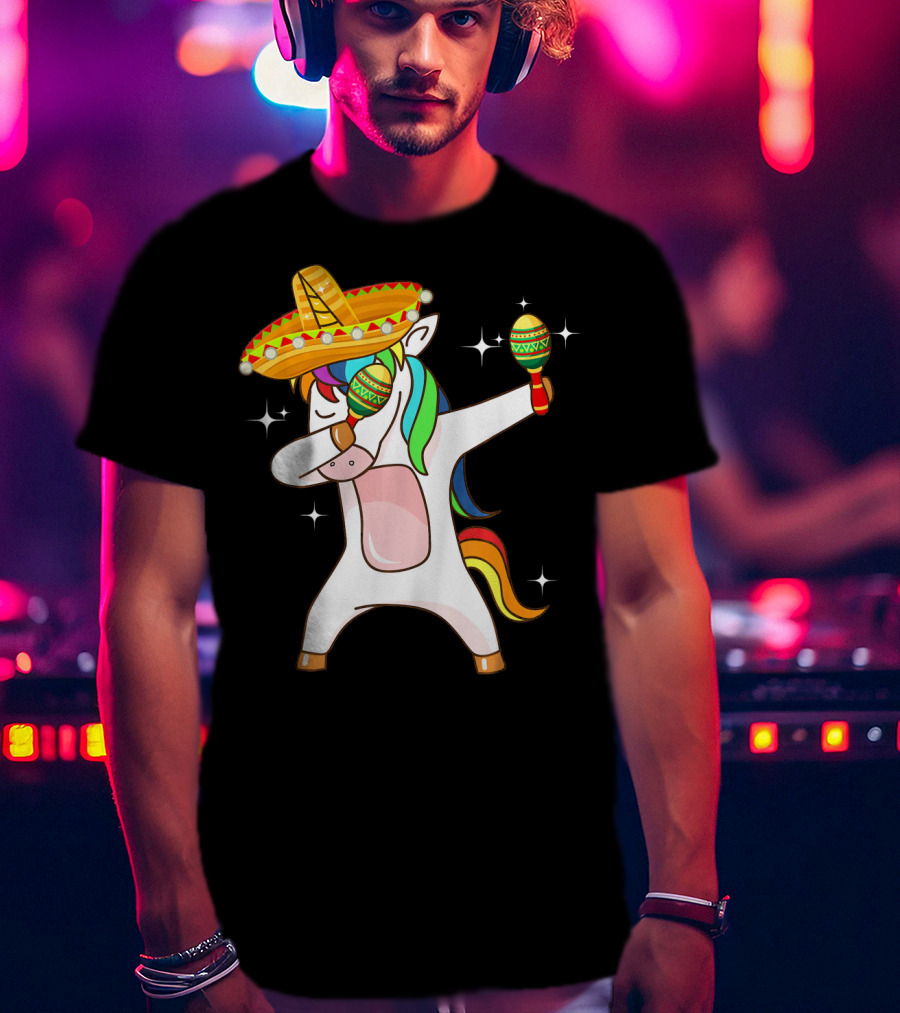 Dabbing Unicorn Sombrero Maracas Cinco De Mayo T-Shirt