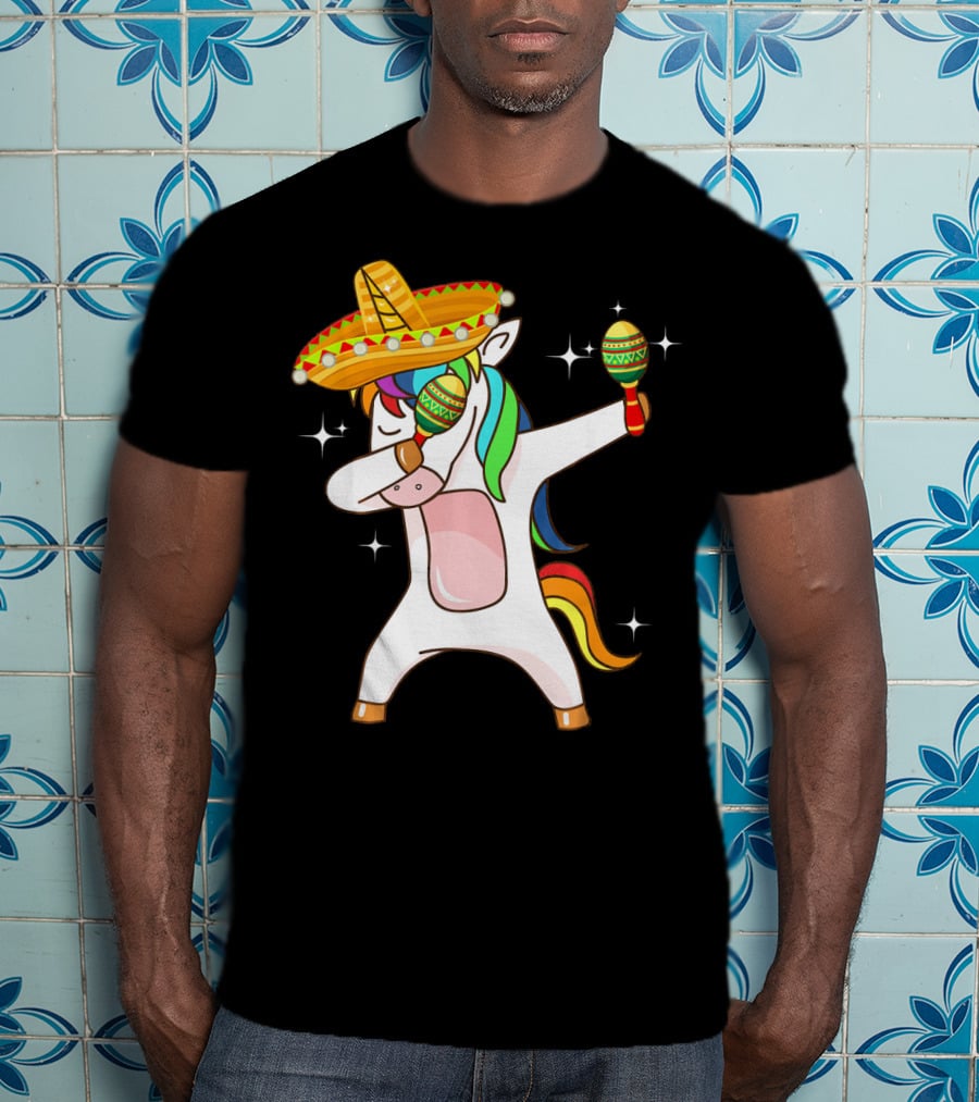 Dabbing Unicorn Sombrero Maracas Cinco De Mayo T-Shirt