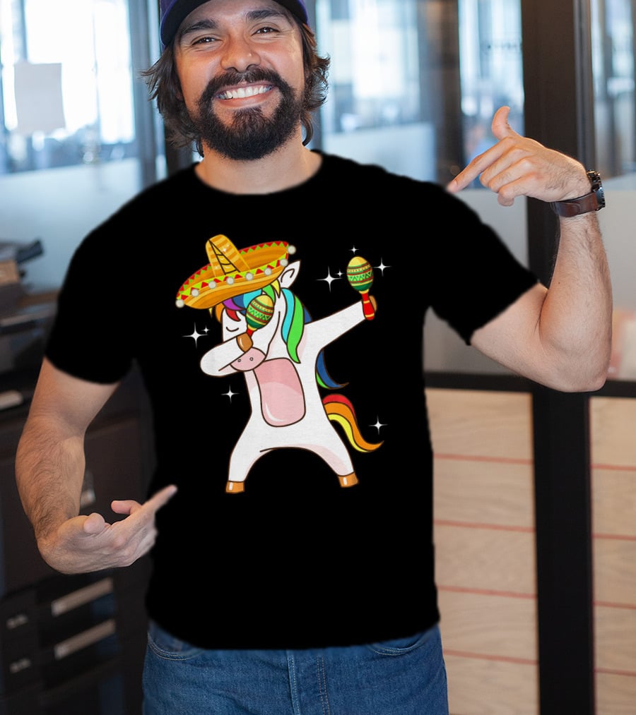 Dabbing Unicorn Sombrero Maracas Cinco De Mayo T-Shirt