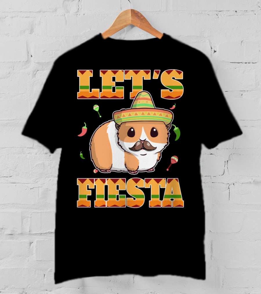 Let's Fiesta Guinea Pig Sombrero Maracas Cinco De Mayo Mex T-Shirt