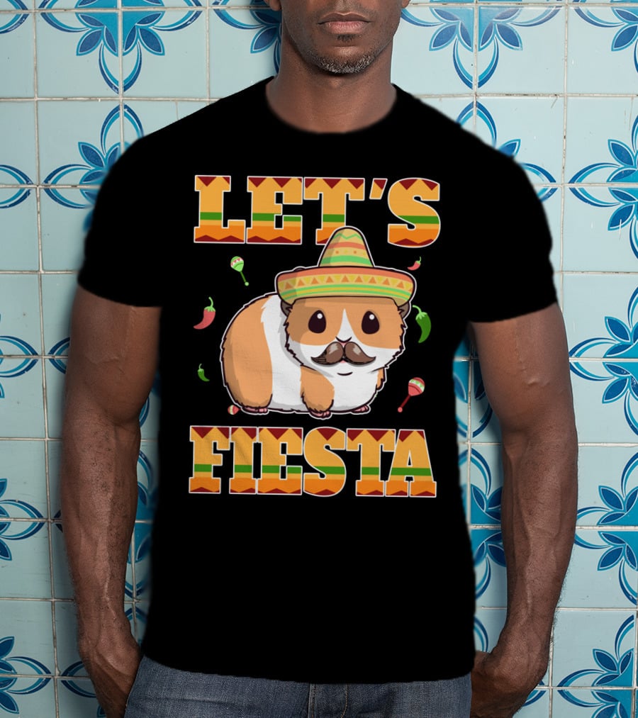 Let's Fiesta Guinea Pig Sombrero Maracas Cinco De Mayo Mex T-Shirt