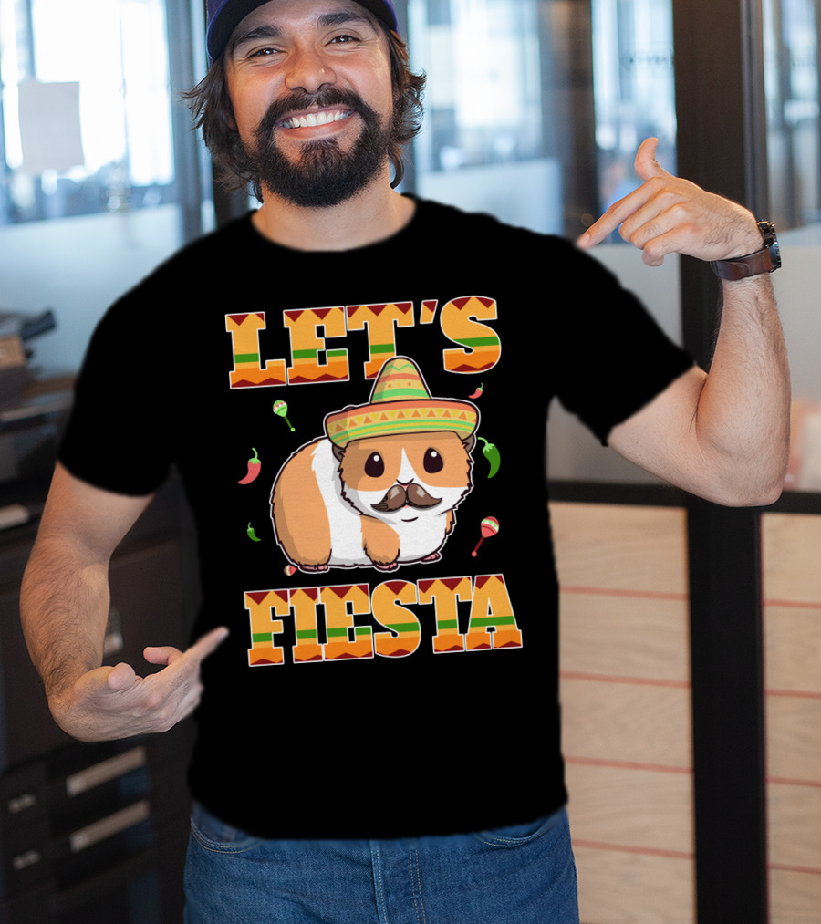 Let's Fiesta Guinea Pig Sombrero Maracas Cinco De Mayo Mex T-Shirt