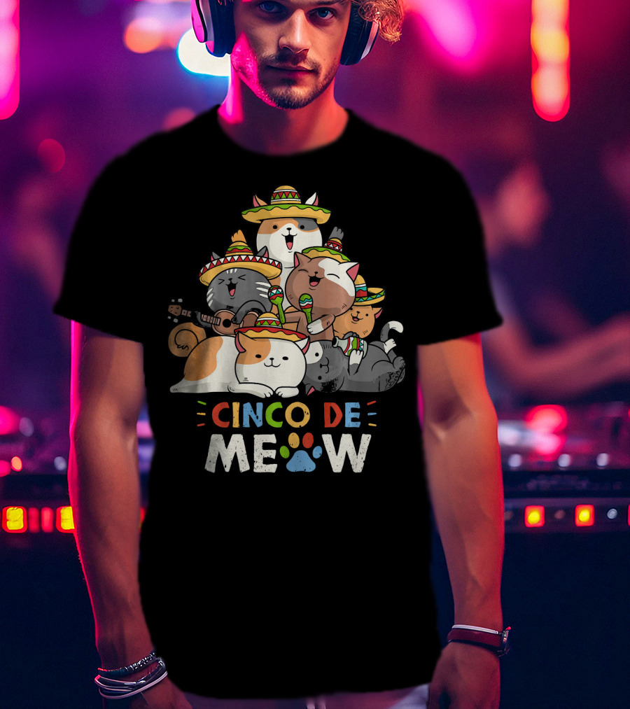 Cinco De Meow Cat Mariachi Lovers Fiesta T-Shirt