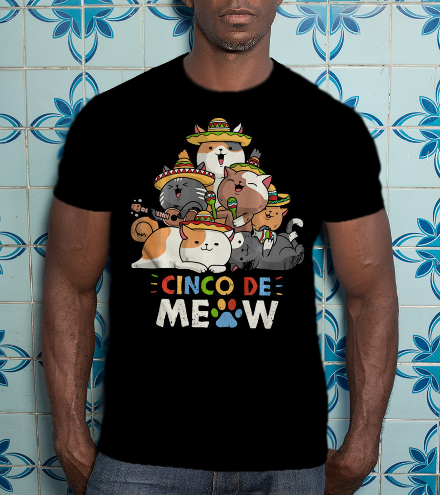 Cinco De Meow Cat Mariachi Lovers Fiesta T-Shirt