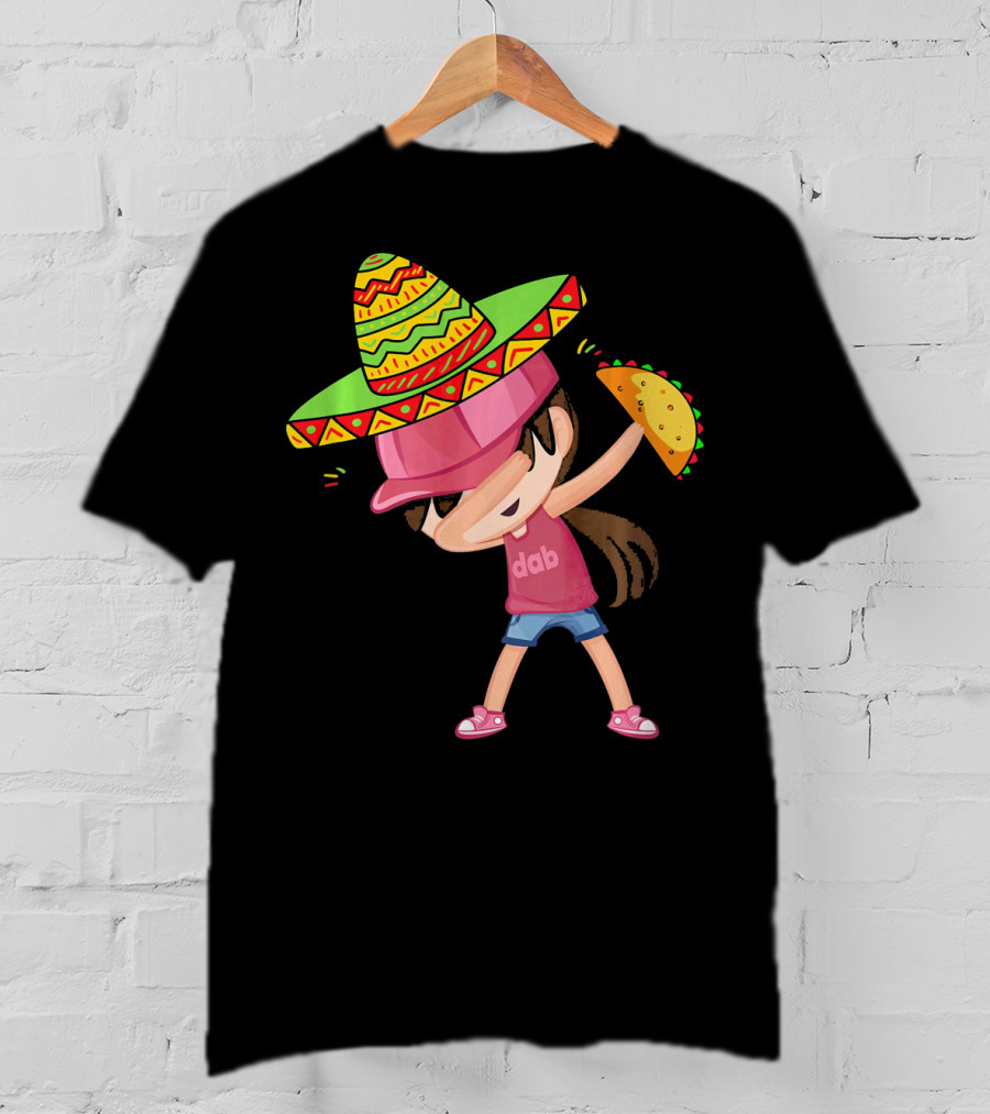 Funny Girl Dab Taco Sombrero Cinco De Mayo T-Shirt