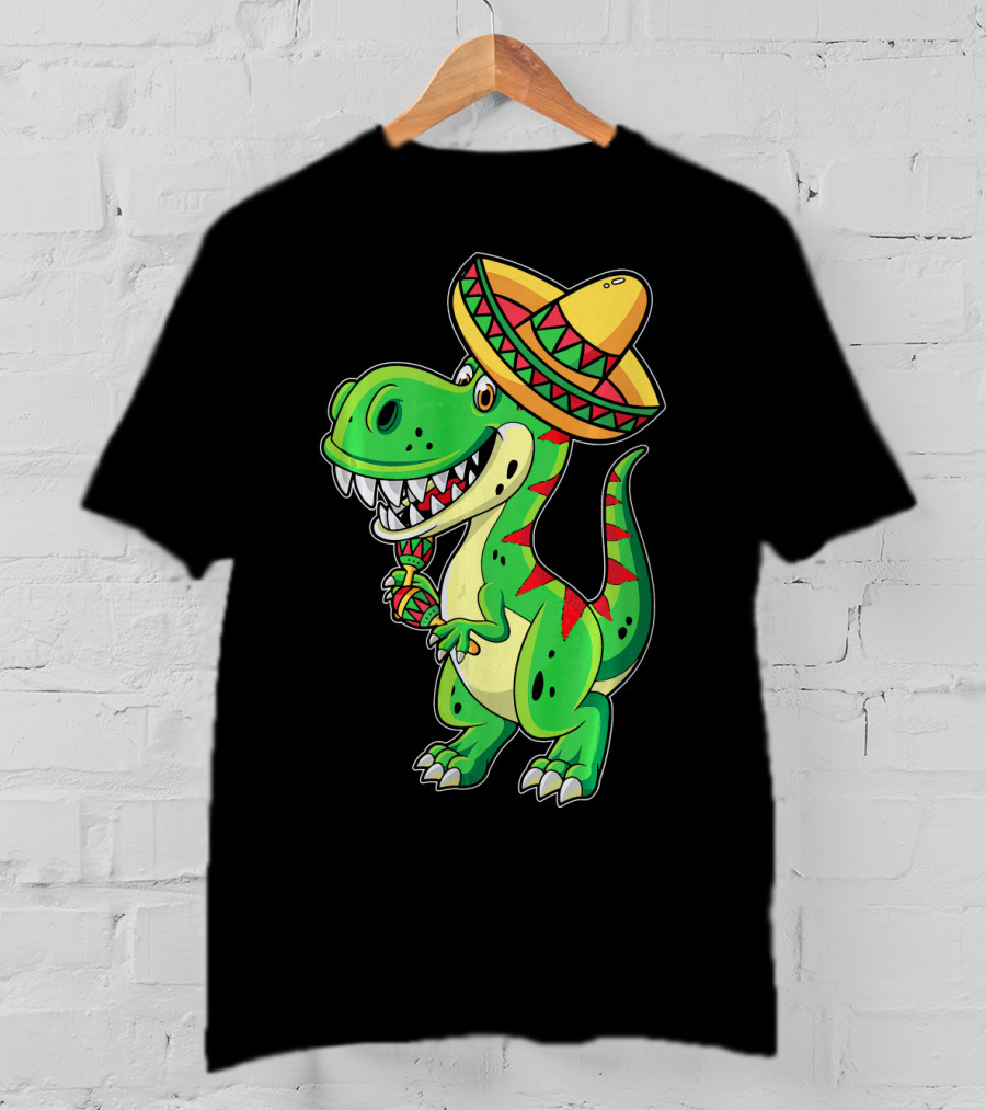 Cinco De Mayo Sombrero Tyrannosaurus Rex Dinosaur Fiesta T-Shirt