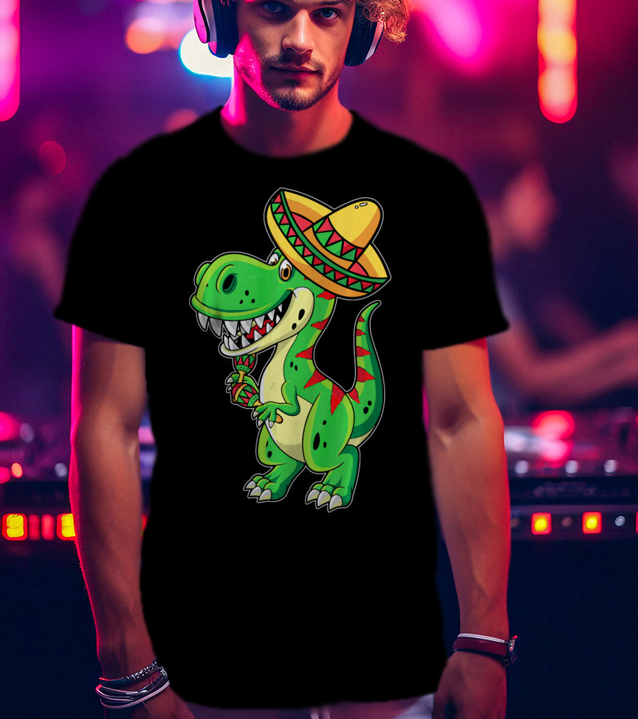 Cinco De Mayo Sombrero Tyrannosaurus Rex Dinosaur Fiesta T-Shirt