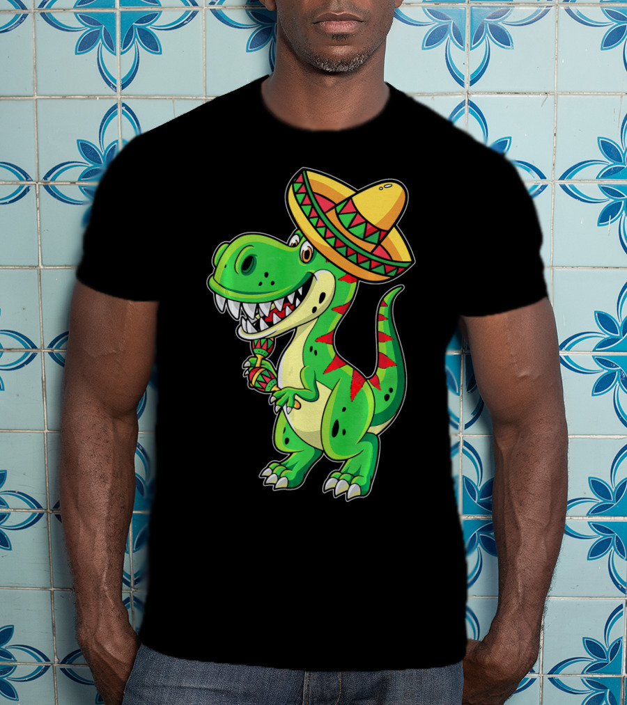 Cinco De Mayo Sombrero Tyrannosaurus Rex Dinosaur Fiesta T-Shirt