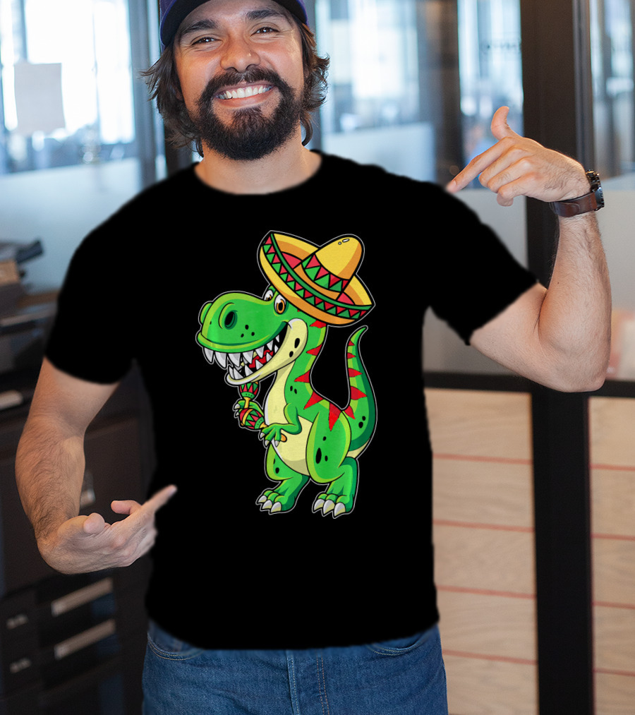 Cinco De Mayo Sombrero Tyrannosaurus Rex Dinosaur Fiesta T-Shirt