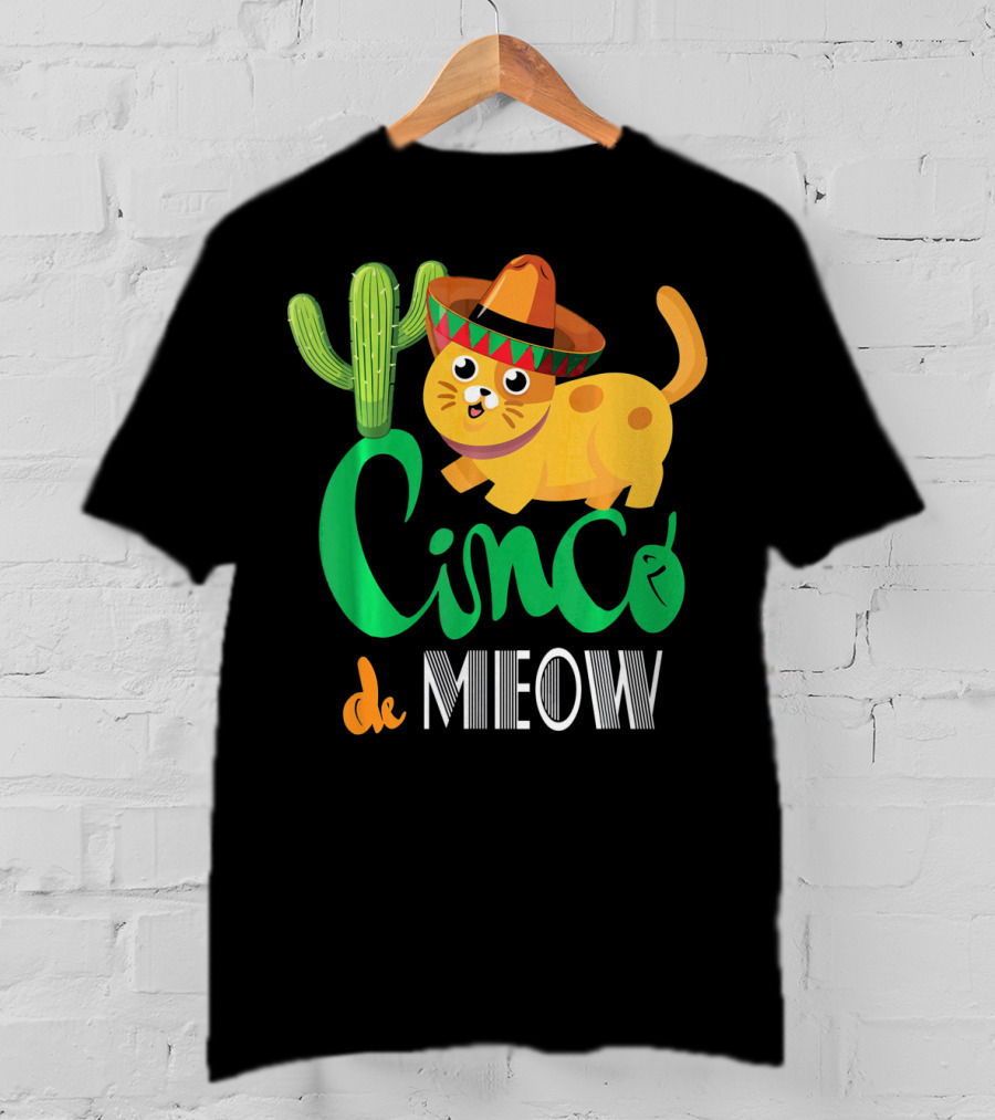 Cinco De Meow Cat Cactus Sombrero Mexico Cinco De Mayo T-Shirt
