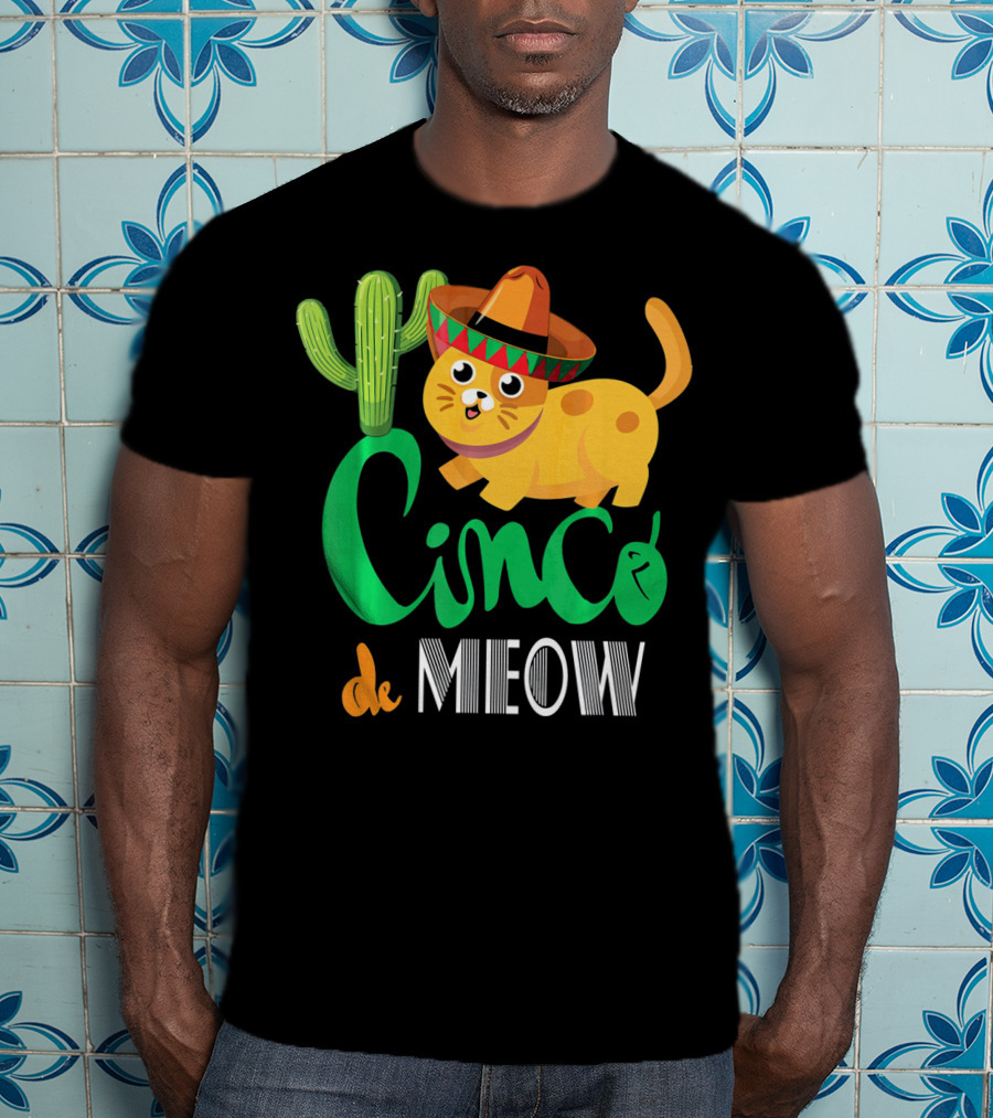 Cinco De Meow Cat Cactus Sombrero Mexico Cinco De Mayo T-Shirt