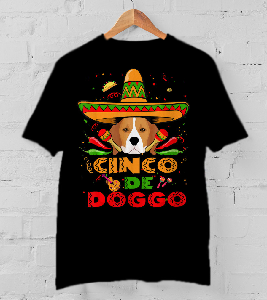 Cinco De Doggo Beagle Sombrero Maracas Peppers Fiesta T-Shirt
