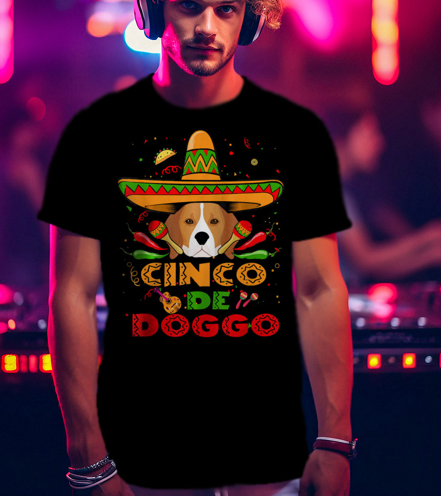 Cinco De Doggo Beagle Sombrero Maracas Peppers Fiesta T-Shirt
