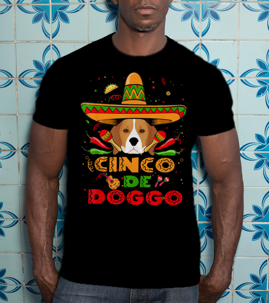 Cinco De Doggo Beagle Sombrero Maracas Peppers Fiesta T-Shirt