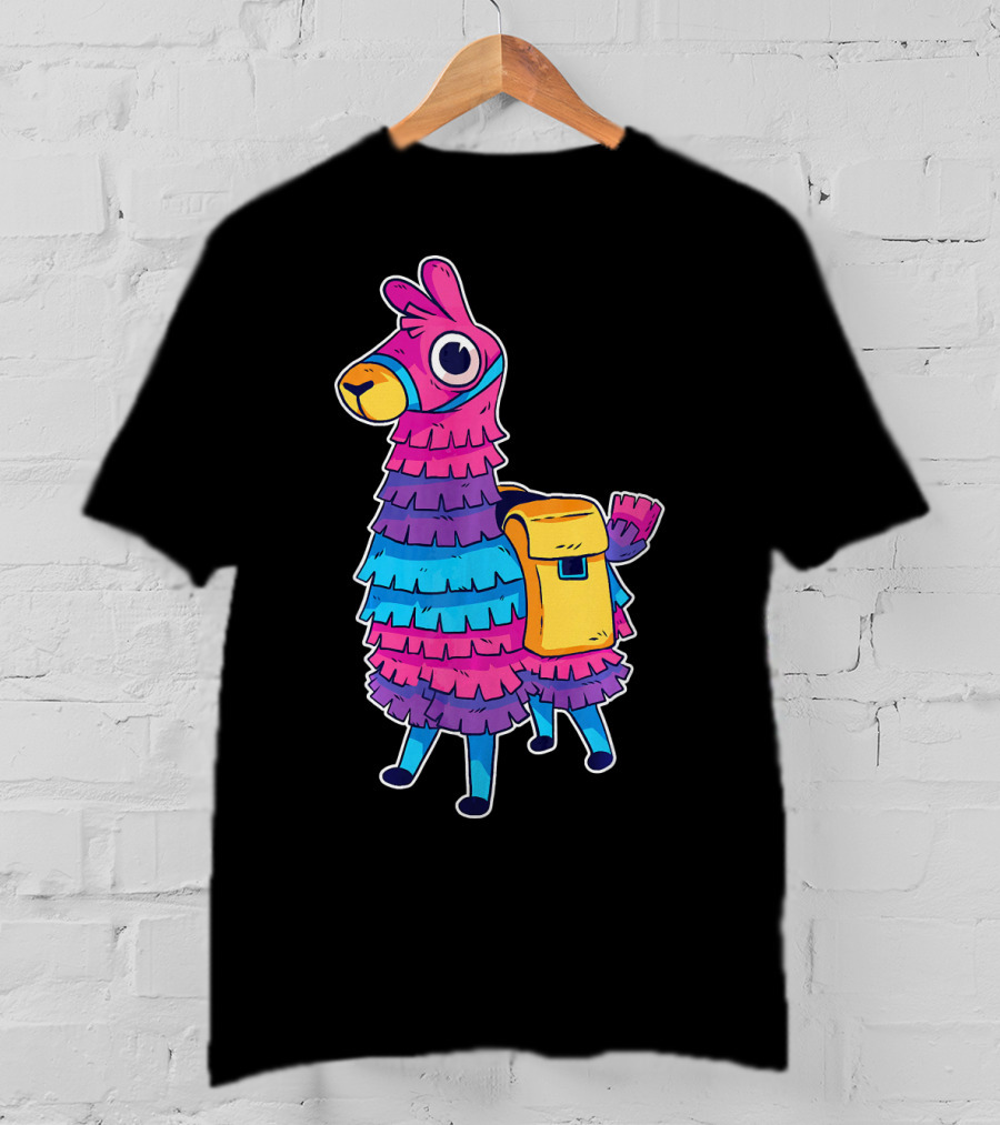 Llama Pinata Funny Festive Fiesta Party With Colorful Backpack T-Shirt