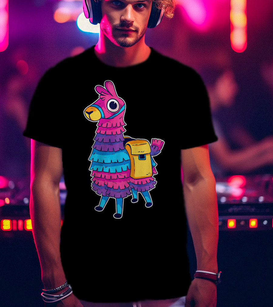 Llama Pinata Funny Festive Fiesta Party With Colorful Backpack T-Shirt