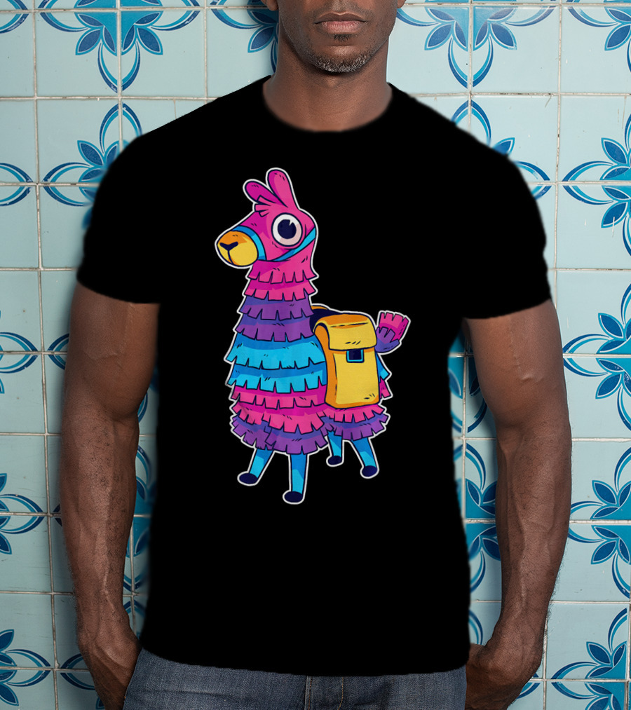 Llama Pinata Funny Festive Fiesta Party With Colorful Backpack T-Shirt