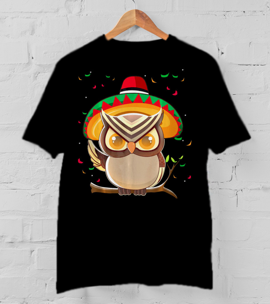 Cute Night Owl Sombrero Cinco De Mayo 5th Of May T-Shirt