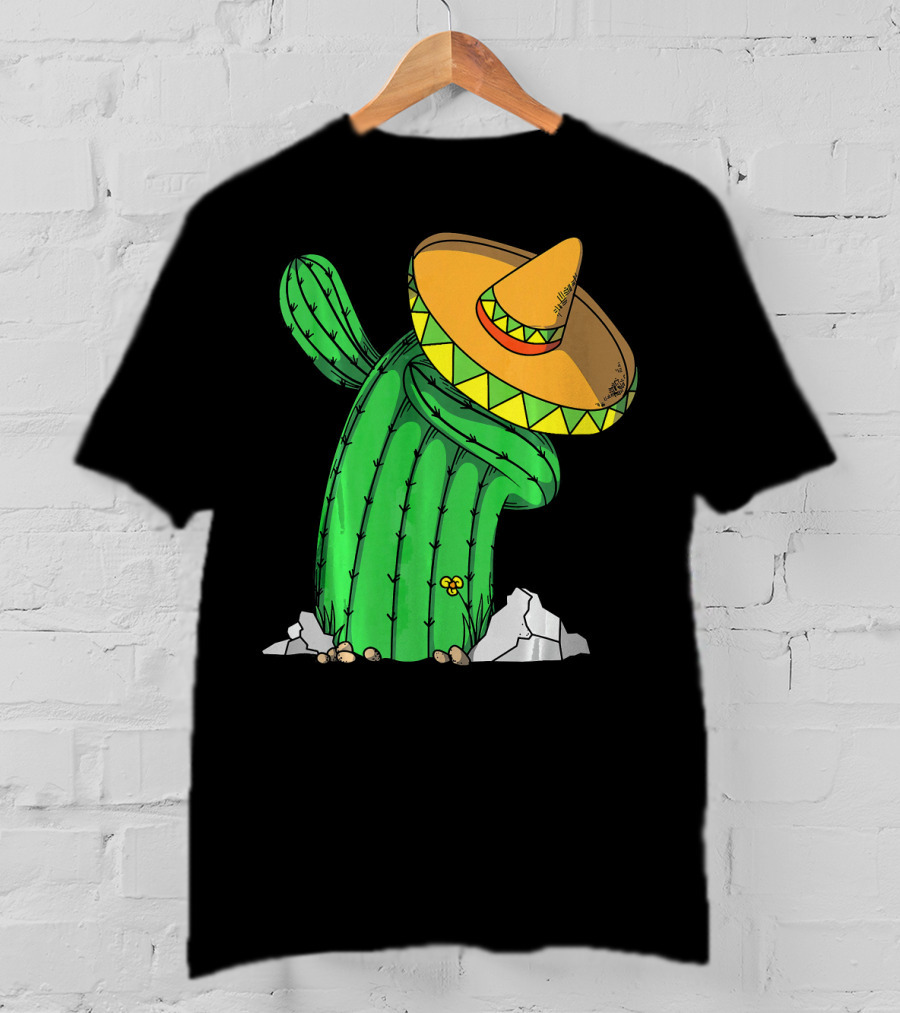 Cinco De Mayo Dabbing Cactus With Sombrero Fun T-Shirt