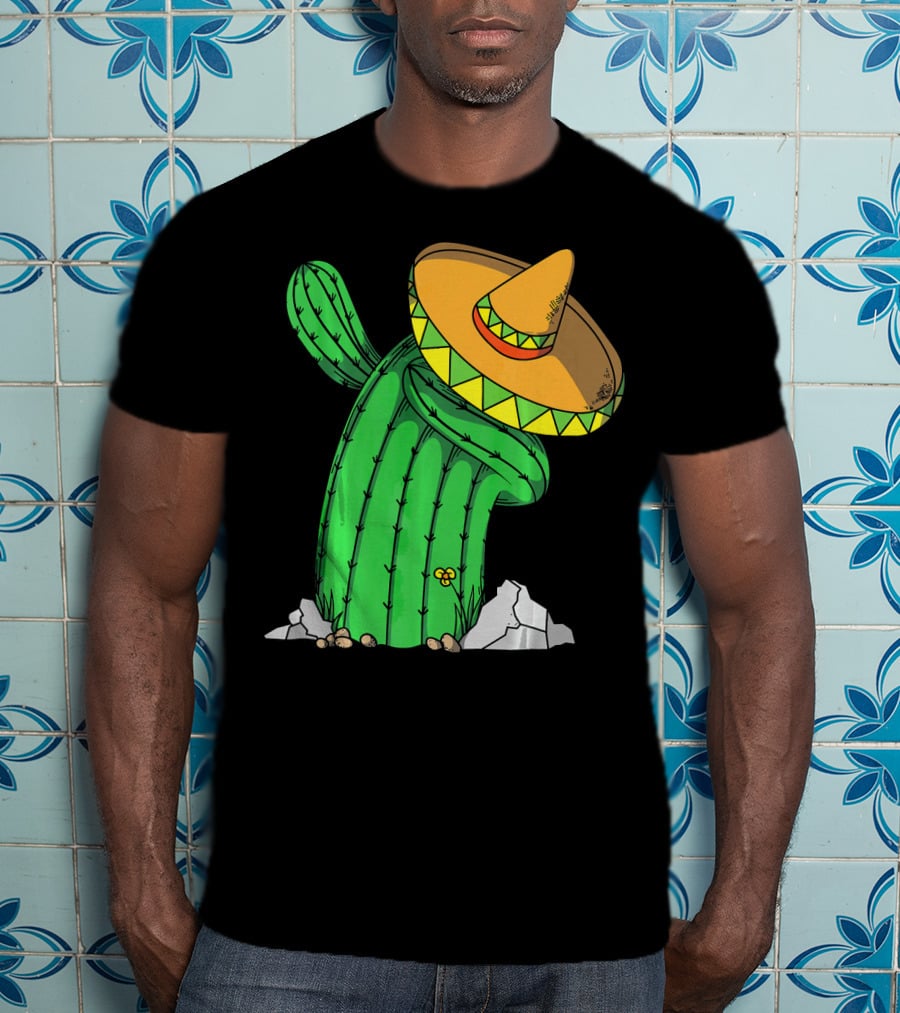 Cinco De Mayo Dabbing Cactus With Sombrero Fun T-Shirt