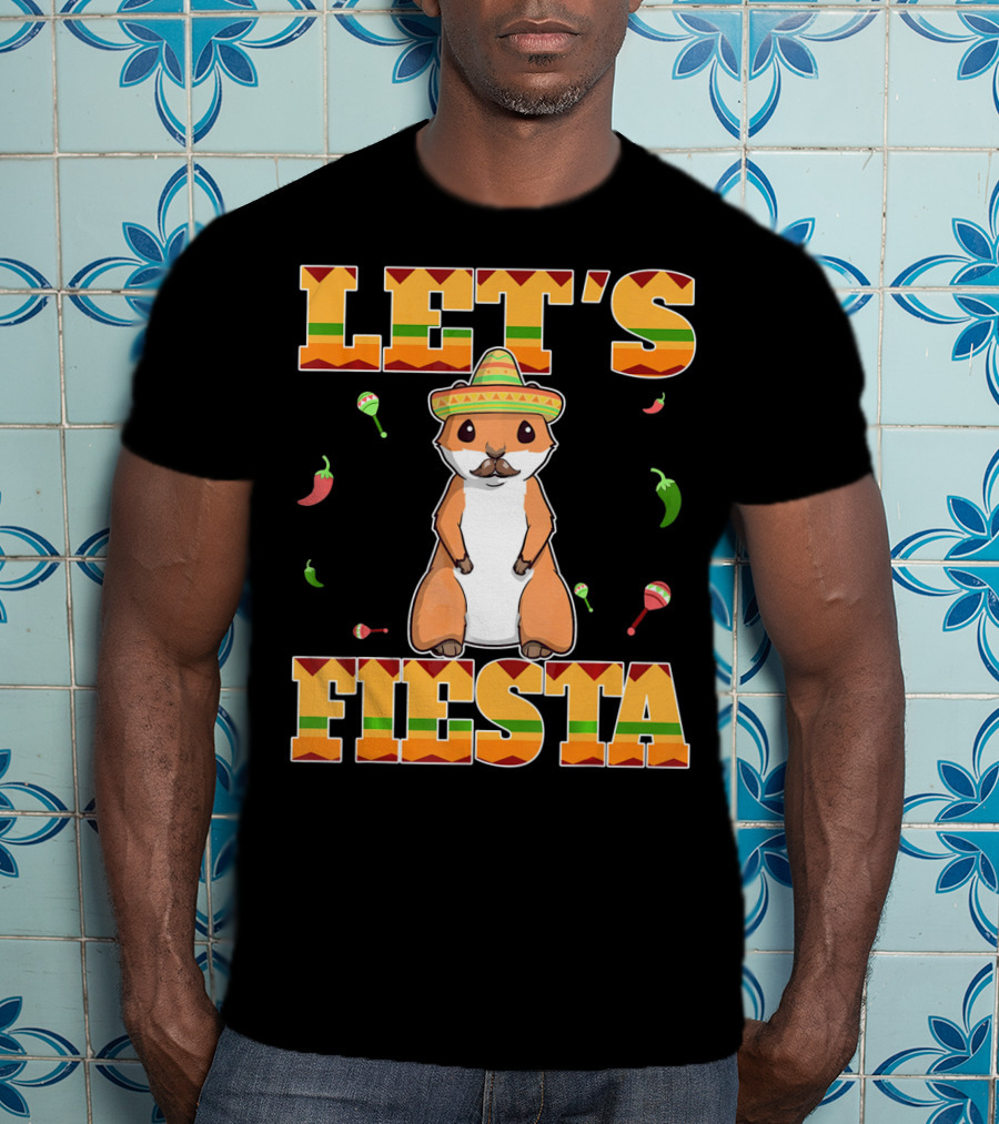 Let's Fiesta Prairie Dog Cinco De Mayo Sombrero Celebration Peppers Maracas T-Shirt