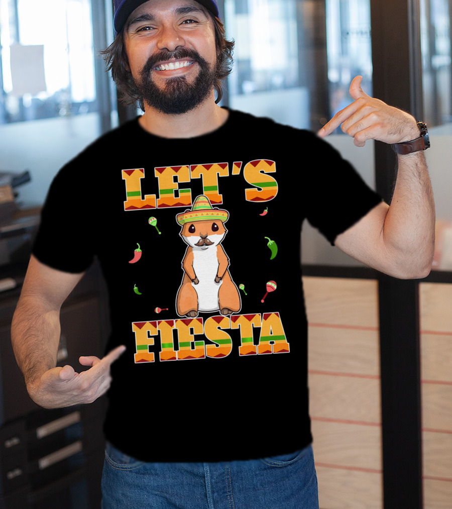 Let's Fiesta Prairie Dog Cinco De Mayo Sombrero Celebration Peppers Maracas T-Shirt