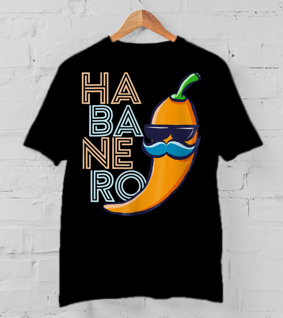 Habanero Lover Emoji Cinco De Mayo Mustache Pepper T-Shirt