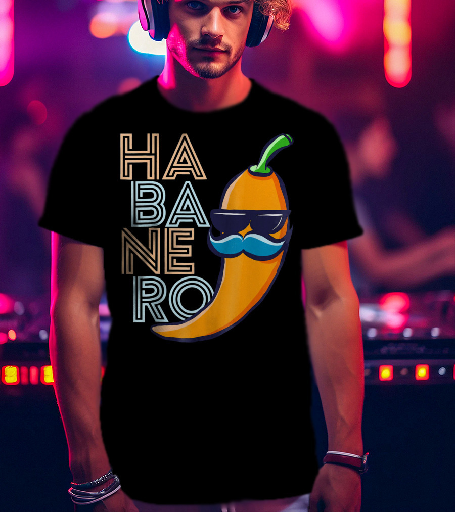 Habanero Lover Emoji Cinco De Mayo Mustache Pepper T-Shirt