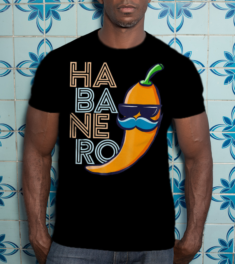 Habanero Lover Emoji Cinco De Mayo Mustache Pepper T-Shirt