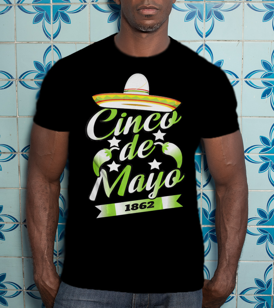 Cinco De Mayo 1862 Sombrero Mexican Cele Celebration With Stars And Sombrero T-Shirt