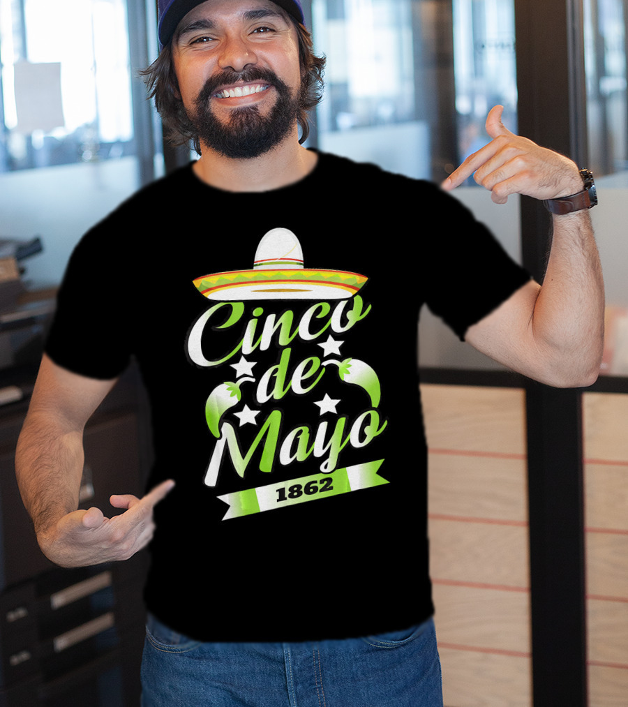 Cinco De Mayo 1862 Sombrero Mexican Cele Celebration With Stars And Sombrero T-Shirt