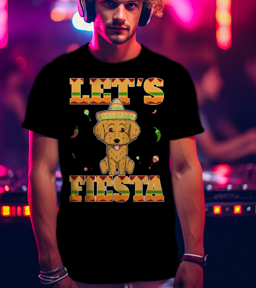 Let's Fiesta Goldendoodle Dog Cinco De Mayo Sombrero Maracas Peppers T-Shirt