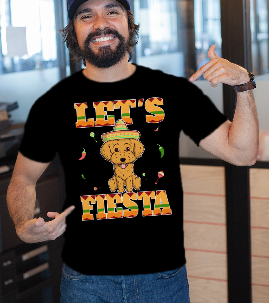 Let's Fiesta Goldendoodle Dog Cinco De Mayo Sombrero Maracas Peppers T-Shirt
