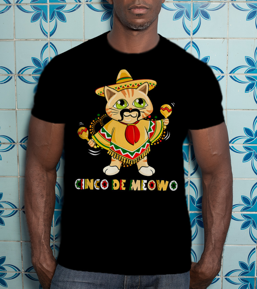 Cinco De Meowo Cat In Sombrero With Maracas T-Shirt