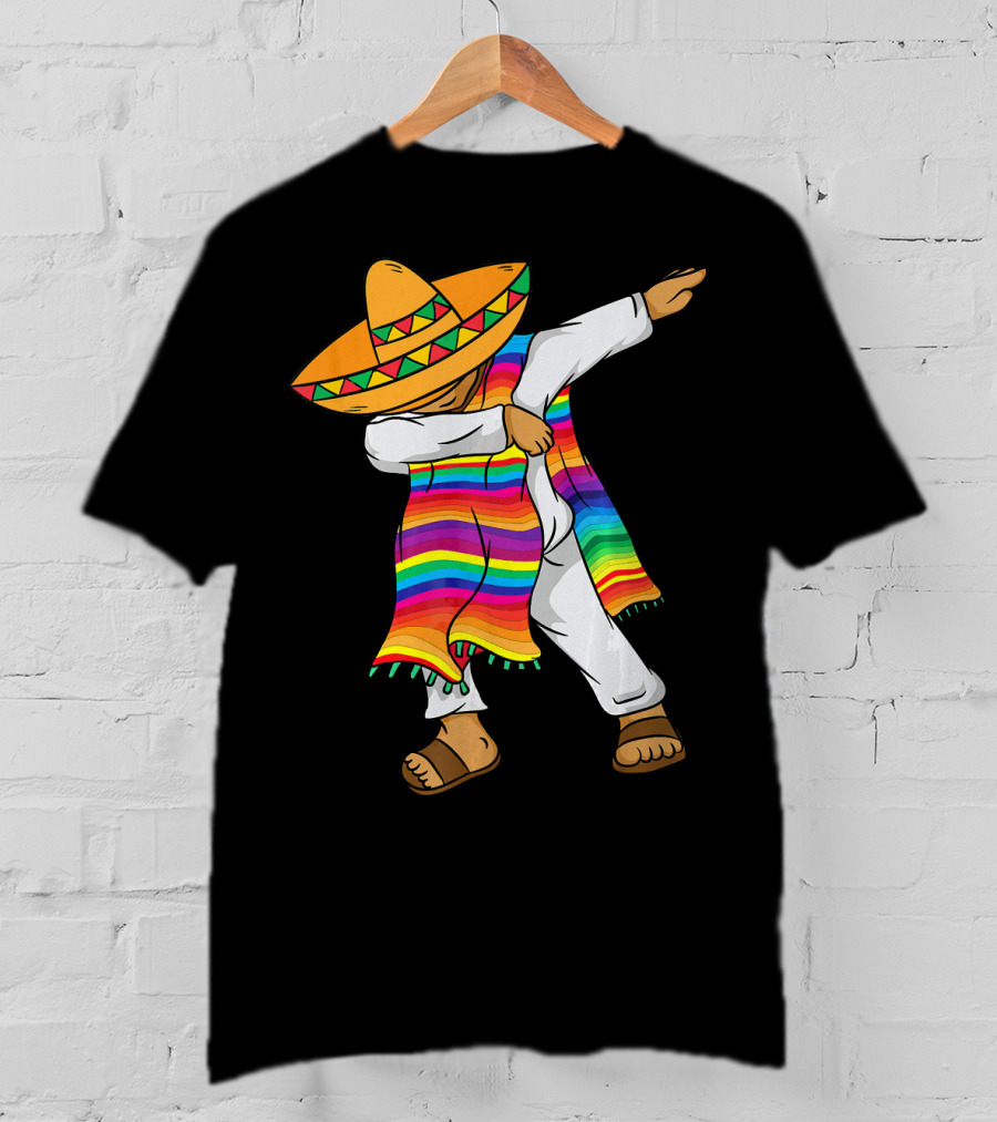 Dabbing Mexican Poncho Cinco De Mayo T-Shirt