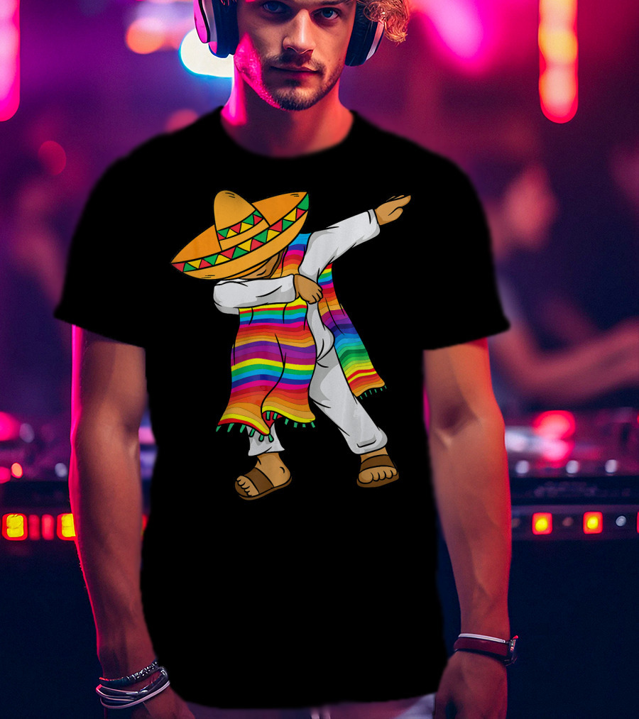 Dabbing Mexican Poncho Cinco De Mayo T-Shirt