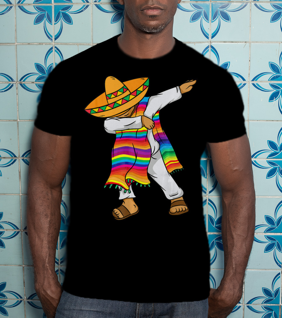 Dabbing Mexican Poncho Cinco De Mayo T-Shirt