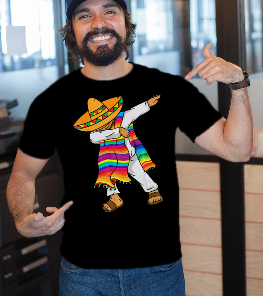 Dabbing Mexican Poncho Cinco De Mayo T-Shirt
