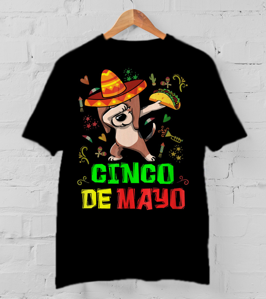 Cinco De Mayo Dabbing Taco Fiesta Dog Sombrero T-Shirt