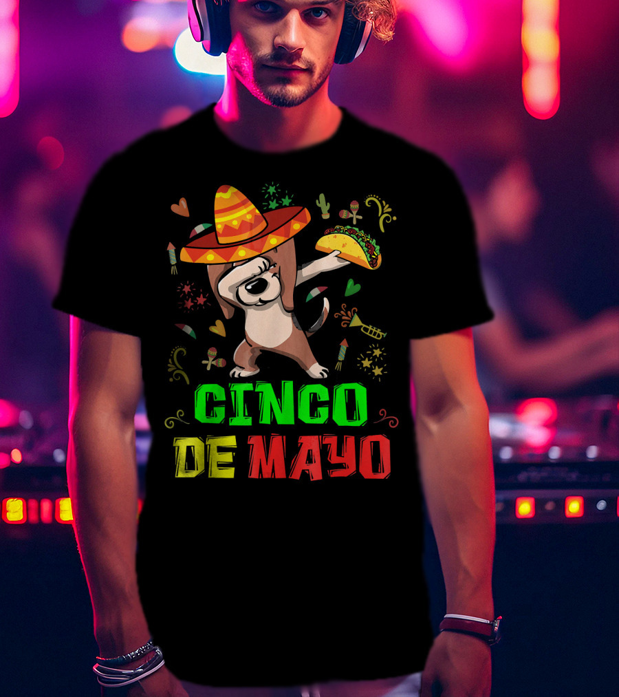 Cinco De Mayo Dabbing Taco Fiesta Dog Sombrero T-Shirt