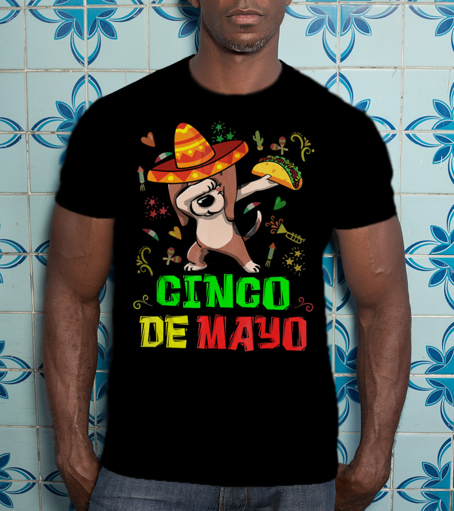 Cinco De Mayo Dabbing Taco Fiesta Dog Sombrero T-Shirt