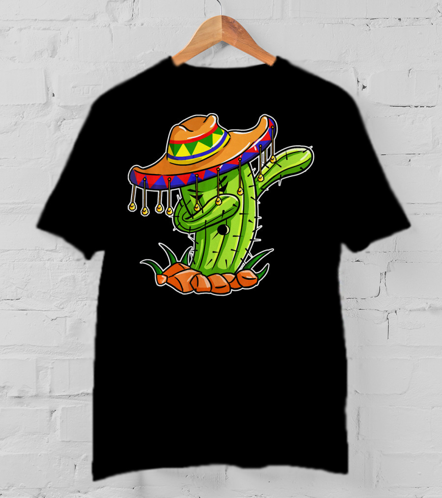 Dabbing Cactus Sombrero Cinco De Mayo T-Shirt