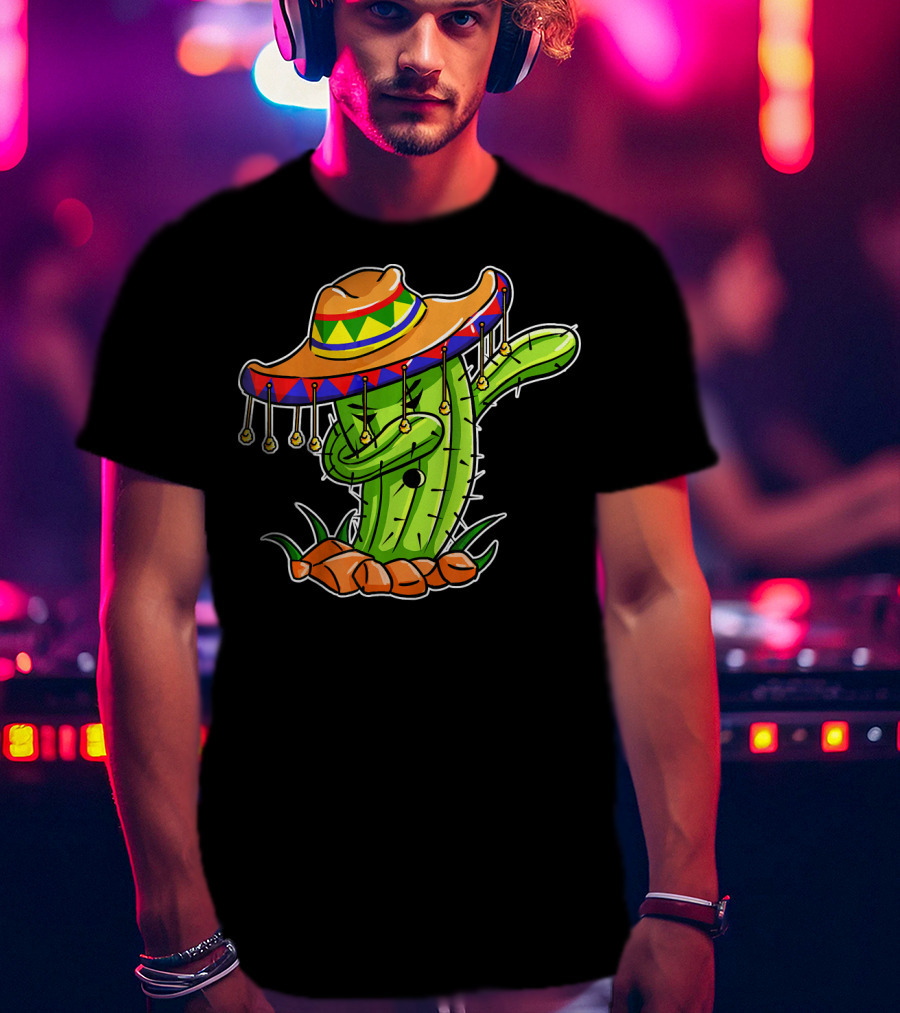 Dabbing Cactus Sombrero Cinco De Mayo T-Shirt
