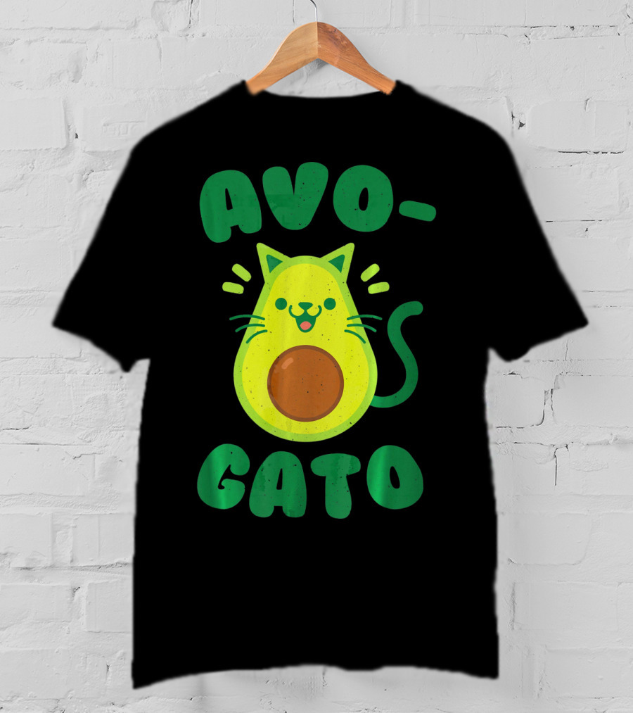 Avogato Avocado Cat Playful Green Fun T-Shirt