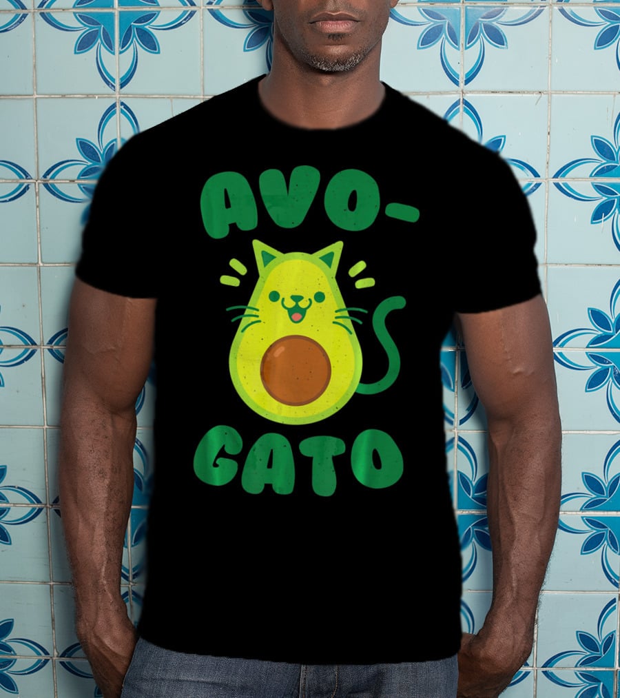 Avogato Avocado Cat Playful Green Fun T-Shirt