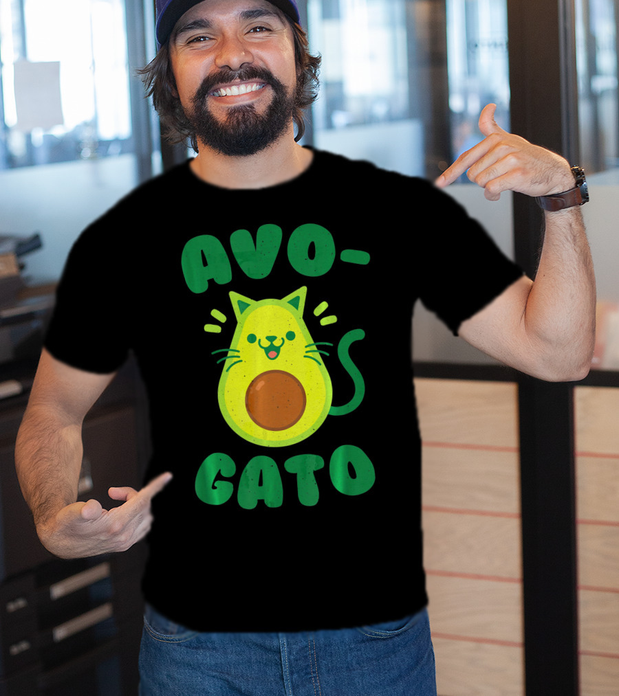 Avogato Avocado Cat Playful Green Fun T-Shirt