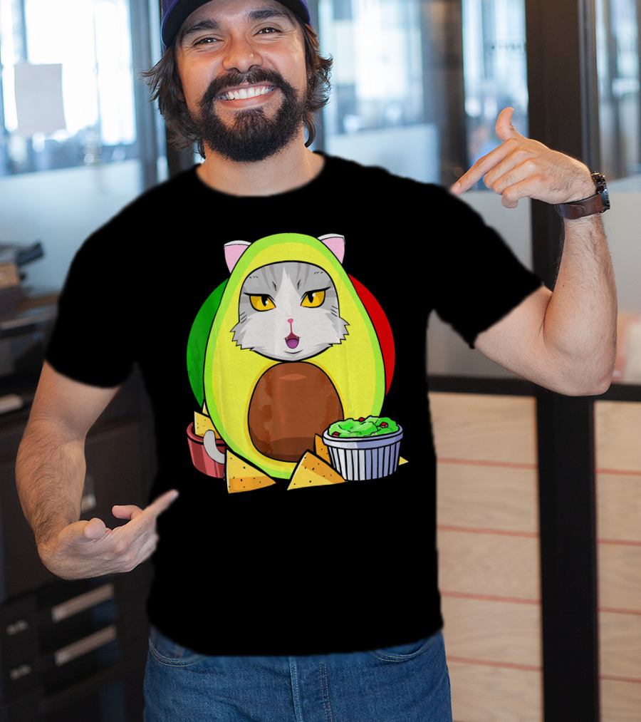 Cinco De Mayo Avogato Cat Avocado With Chips And Guacamole T-Shirt