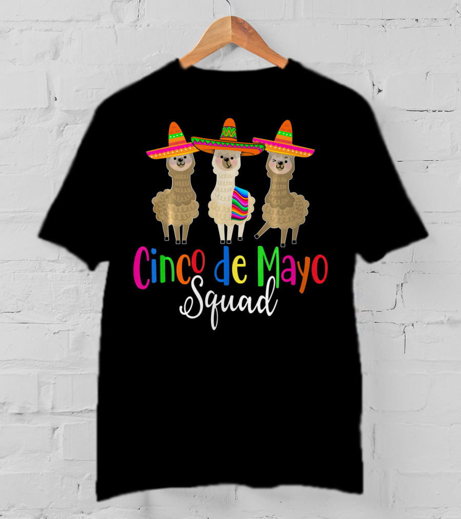 Cinco De Mayo Squad Llama Alpaca Trio Sombrero T-Shirt