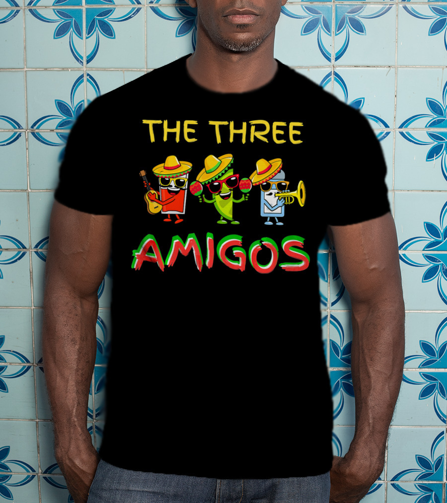 Funny Fiesta Cinco De Mayo The Three Amigos Sombrero Instruments T-Shirt