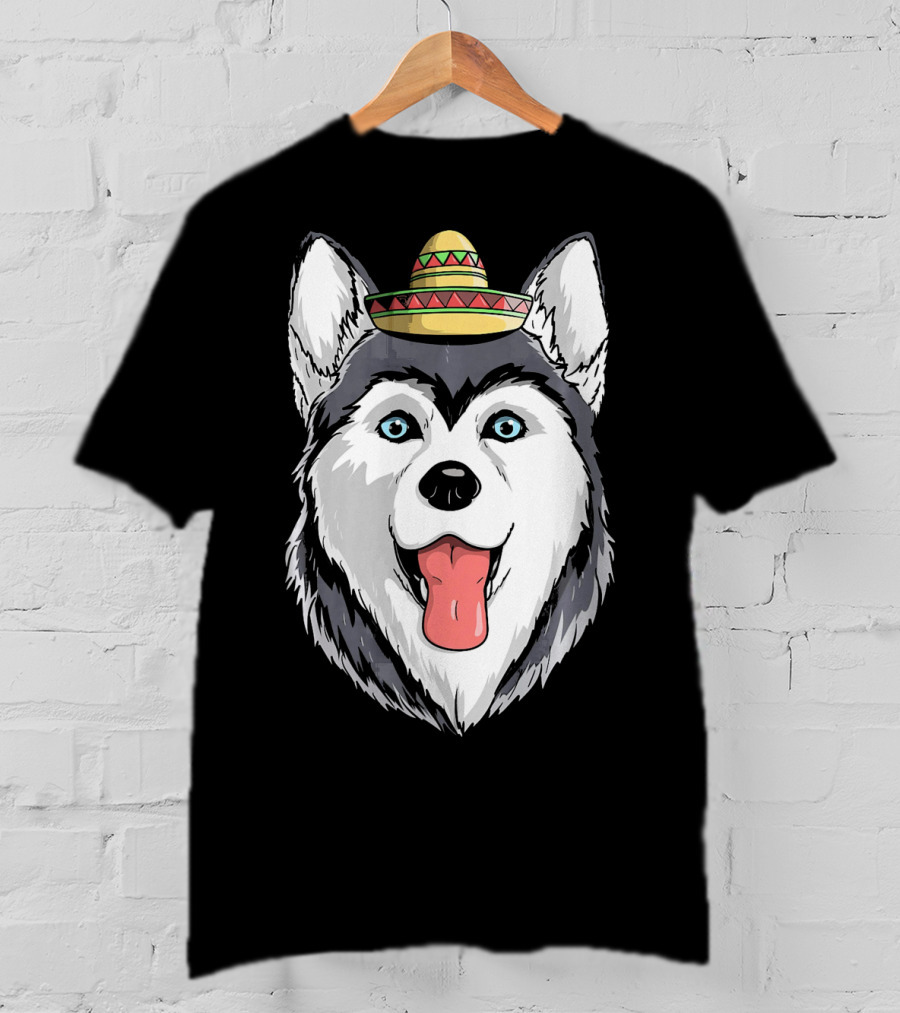 Fiesta Siberian Husky Sombrero Cinco De Mayo Mexi T-Shirt